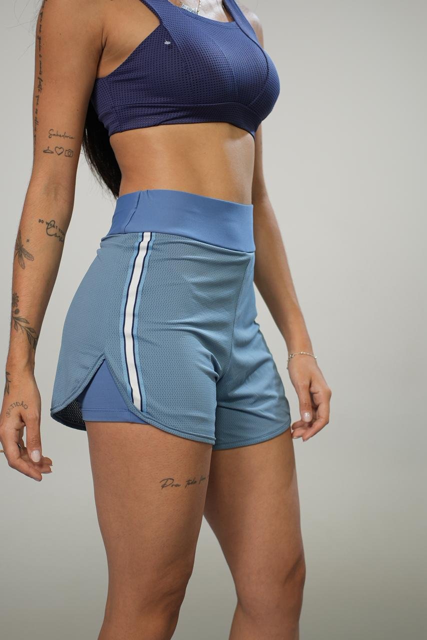 SHORT DUPLO COM FAIXA LATERAL (PREMIUM)